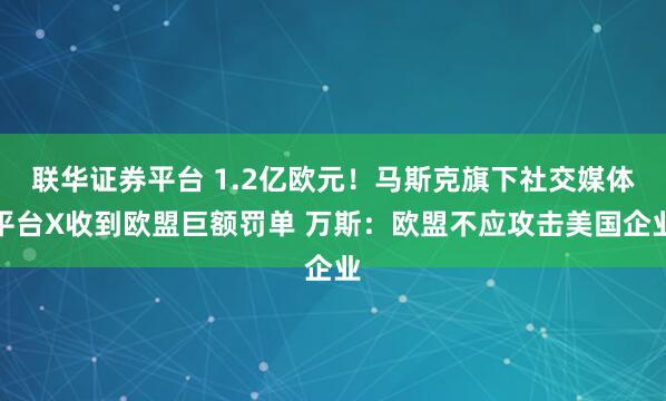 联华证券平台 1.2亿欧元！马斯克旗下社交媒体平台X收到欧盟巨额罚单 万斯：欧盟不应攻击美国企业